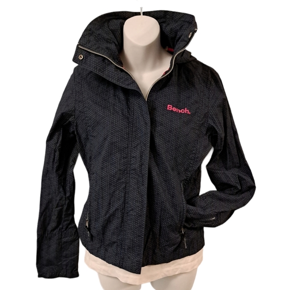 Bench Jackets & Blazers - BENCH - EUC - Womens Zip Jacket - Blue with Pink Logo - Hidden Hood - Size Med